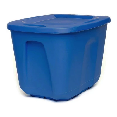 HOMZ 10-Gallon Stackable And Nestable Heavy Duty Plastic Storage Container Organizer Bin With 4 Way Handles, Capri Blue (8 Pack) 2 HOMZ 10-Gallon Stackable And Nestable Heavy Duty Plastic Storage Container Organizer Bin With 4 Way Handles, Capri Blue (8 Pack) - Image 2