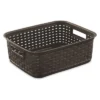 Sterilite Small Convenient 11 Inch Long Multipurpose Basketweave Home Or Office Storage Open Basket Organizer, Espresso (8 Pack)