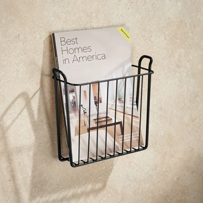 MDesign Metal Wall Mount Magazine, Book Holder, Compact Rack 1 MDesign Metal Wall Mount Magazine, Book Holder, Compact Rack