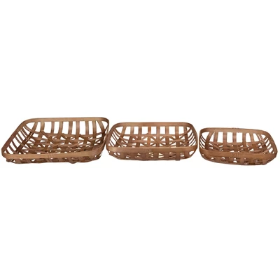 Northlight Set Of 3 Brown Square Lattice Tobacco Table Top Baskets 2 Northlight Set Of 3 Brown Square Lattice Tobacco Table Top Baskets - Image 2