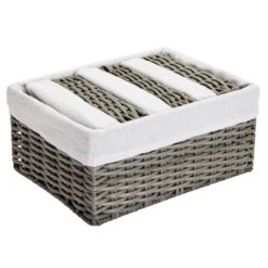Farmlyn Creek Set Of 4 Wicker Storage Baskets With Liners For Shelves, Decorative Woven Nesting Bins For Organizing Pantry, 2 Sizes (Grey) -IRIS Storage Deals Store GUEST 5ae8ba03 ca0b 4c51 8ecd bf1b8f5acaf3