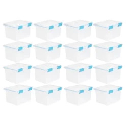 Sterilite 32 Quart Stackable Clear Plastic Storage Tote Container With Blue Gasket Latching Lid For Home And Office Organization, Clear -IRIS Storage Deals Store GUEST 5af01a01 4fb5 41c8 8a71 eca3510aab53