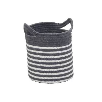 Household Essentials Set Of 3 Cotton Striped Baskets 5 Household Essentials Set Of 3 Cotton Striped Baskets - Image 5