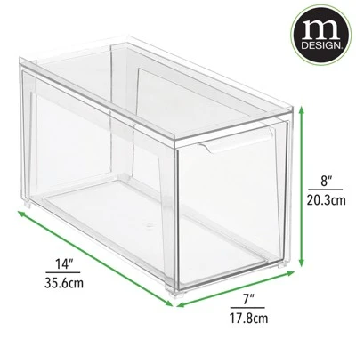 MDesign Plastic Stackable Bedroom Closet Storage Organizer With Drawer 2 MDesign Plastic Stackable Bedroom Closet Storage Organizer With Drawer - Image 2