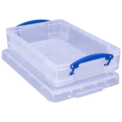 Really Useful Box 4 Liter Plastic Stackable Storage Container W/ Snap Lid & Built-In Clip Lock Handles For Home & Office Organization, Clear (10 Pack) 2 Really Useful Box 4 Liter Plastic Stackable Storage Container W/ Snap Lid & Built-In Clip Lock Handles For Home & Office Organization, Clear (10 Pack) - Image 2