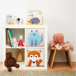 3 Sprouts Large 13 Inch Square Children's Foldable Fabric Storage Cube Organizer Box Soft Toy Bin 2 Piece Bundle With Blue Cat And Orange Fox Designs -IRIS Storage Deals Store GUEST 5bd1011f 5009 44bf bd45 4e9a2d854bb0