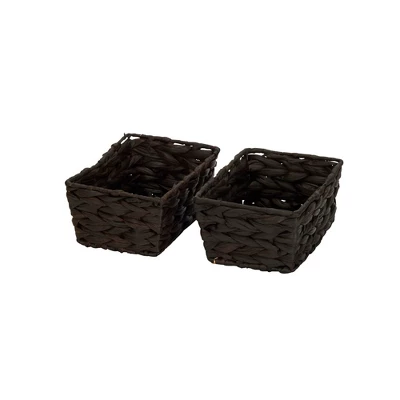 Household Essentials Set Of 4 Hyacinth Stained Baskets Brown 9 Household Essentials Set Of 4 Hyacinth Stained Baskets Brown - Image 9