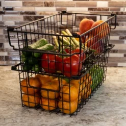 Set Of 2 Storage Bins - Basket Set For Toy, Kitchen, Closet, And Bathroom Storage - Medium Shelf Organizers With Handles By Home-Complete (Black) -IRIS Storage Deals Store GUEST 5c17b2ad b940 4eda 9dcd 213c4fc25421