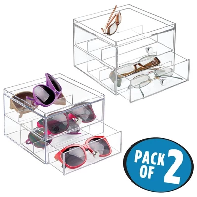 MDesign Plastic Glasses Storage Organizer Box, 2 Drawers, 2 Pack 1 MDesign Plastic Glasses Storage Organizer Box, 2 Drawers, 2 Pack