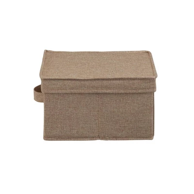 Household Essentials Set Of 2 Medium Storage Boxes With Lids Latte Linen 4 Household Essentials Set Of 2 Medium Storage Boxes With Lids Latte Linen - Image 4