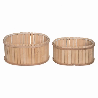 Transpac Wood 11" Brown Spring Bamboo Baskets Set Of 2 1 Transpac Wood 11" Brown Spring Bamboo Baskets Set Of 2