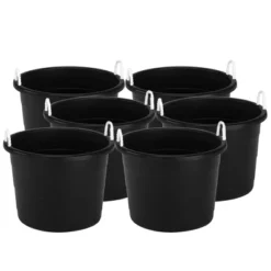 Homz 18 Gallon Durable Plastic Utility Storage Bucket Tub Organizers With Strong Rope Handles For Indoor And Outdoor Use, Black -IRIS Storage Deals Store GUEST 5d59d46e da68 4605 8b0f 06b647b935a5