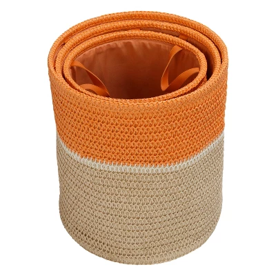 Honey-Can-Do Set Of 3 Paper Straw Baskets Sherbet And White 5 Honey-Can-Do Set Of 3 Paper Straw Baskets Sherbet And White - Image 5