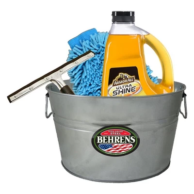 Camco Behrens 5 Gallon Round Galvanized Weatherproof Steel Tub With Wire Handle And Offset Bottom For Indoor Home And Outdoor Garden Use, Silver 3 Camco Behrens 5 Gallon Round Galvanized Weatherproof Steel Tub With Wire Handle And Offset Bottom For Indoor Home And Outdoor Garden Use, Silver - Image 3