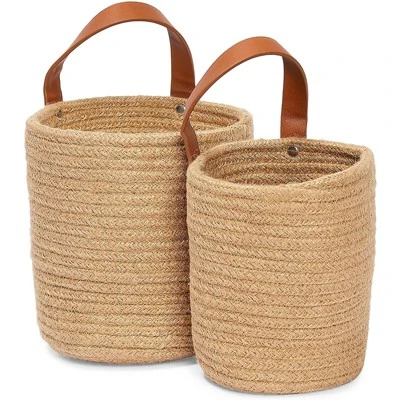 Farmlyn Creek 2 Pack Hanging Flower Planter Pots, Indoor Jute Woven Cotton Rope Plant Basket, Brown, 2 Sizes 3 Farmlyn Creek 2 Pack Hanging Flower Planter Pots, Indoor Jute Woven Cotton Rope Plant Basket, Brown, 2 Sizes - Image 3