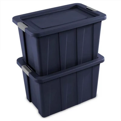 Sterilite Tuff1 30 Gallon Plastic Stackable Basement Garage Attic Storage Organizer Tote Container Bin With Latching Lid, Dark Indigo Blue (4 Pack) 2 Sterilite Tuff1 30 Gallon Plastic Stackable Basement Garage Attic Storage Organizer Tote Container Bin With Latching Lid, Dark Indigo Blue (4 Pack) - Image 2