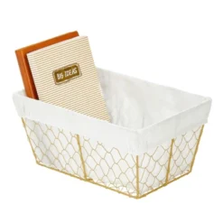 MDesign Medium Chicken Wire Storage Basket, Fabric Liner -IRIS Storage Deals Store GUEST 5f2227f9 c938 4505 83a5 ea5c9c421409