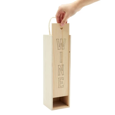 Bright Creations Wood Single Bottle Wine Gift Box, Paulownia Wooden Wine Crate Storage Case With Handle For Birthday, Wedding, Housewarming 2 Bright Creations Wood Single Bottle Wine Gift Box, Paulownia Wooden Wine Crate Storage Case With Handle For Birthday, Wedding, Housewarming - Image 2