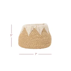Woven Tapered Basket Jute & White Cotton Rope By Foreside Home & Garden -IRIS Storage Deals Store GUEST 61d797ff 5db9 46be a08f 0b8d247dede6