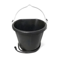 Farm Innovators FB-15R 18 Quart Rubber Flat Back Heated Bucket With Guard, Built In Thermostat, And Resists Cold Down To -35 Degrees F (4 Pack)