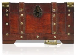 Brynnberg 11"x6.7"x6.3" Wooden Pirate Treasure Chest Storage Box - Handmade -IRIS Storage Deals Store GUEST 6371ca66 ccaf 41ab 81a5 9715483bb542