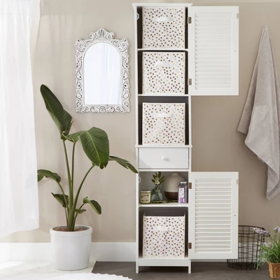 Set Of 4 11" X 11" X 11" Nonwoven Polyester Small Dots Square Storage Cube White/Gold - Design Imports 7 Set Of 4 11" X 11" X 11" Nonwoven Polyester Small Dots Square Storage Cube White/Gold - Design Imports - Image 7