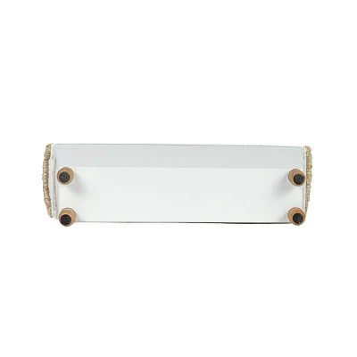 Trough Bin White Metal, Reed & Wood By Foreside Home & Garden 4 Trough Bin White Metal, Reed & Wood By Foreside Home & Garden - Image 4