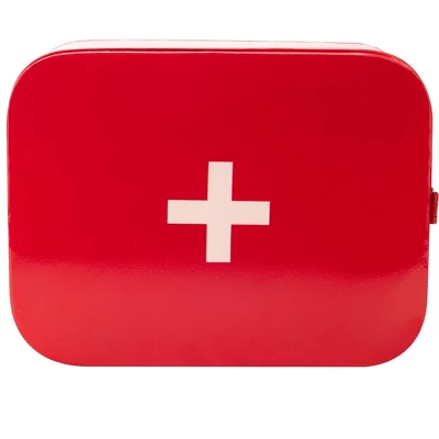 Mind Reader Galvanized Steel Vintage First Aid Storage Box, Wall Mounting Container With Buckle Lock, Organizer For Medical Supplies, Locking Tin, Red 1 Mind Reader Galvanized Steel Vintage First Aid Storage Box, Wall Mounting Container With Buckle Lock, Organizer For Medical Supplies, Locking Tin, Red