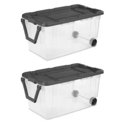 Sterilite 160 Quart Latching Stackable Bedroom Closet Playroom Wheeled Storage Box Container Bin With Gray Lid And Clear Sides -IRIS Storage Deals Store GUEST 6505dca8 2fe5 4a18 8c68 e4ade8eab137