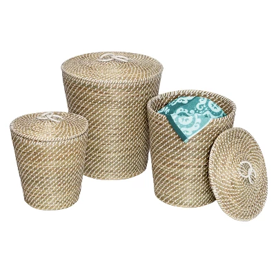 Honey-Can-Do Set Of 3 Nesting Seagrass Snake Charmer's Baskets Natural 1 Honey-Can-Do Set Of 3 Nesting Seagrass Snake Charmer's Baskets Natural