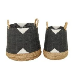 Set Of 2 Banana Leaf Storage Baskets Black - Olivia & May -IRIS Storage Deals Store GUEST 658663bd 64fa 484b 8a48 72dbfcd64ff7