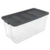 Sterilite Storage System Solution With 200 Quart Clear Stackable Storage Box Organization Containers With Grey Latching Lid