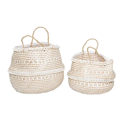 2pk Wood Natural Storage Baskets Brown - Olivia & May 2 2pk Wood Natural Storage Baskets Brown - Olivia & May - Image 2