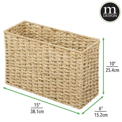 MDesign Large Rustic Woven Seagrass Toilet Tank Bathroom Storage Basket 2 MDesign Large Rustic Woven Seagrass Toilet Tank Bathroom Storage Basket - Image 2