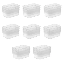 Sterilite Medium Storage Tray Containers With Sturdy Banded Rim And Textured Bottom For Desktop And Drawer Household Organization, Clear, 48 Pack -IRIS Storage Deals Store GUEST 65b767d7 6e0e 468e 8678 6e815ddd202b
