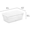 Sterilite 6 Quart Clear Plastic Stacking Storage Container Tote With White Lid For Garage, Kitchen, And Closet Organization