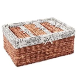 Set Of 5 Brown Woven Storage Nesting Baskets For Closet Organization, Bathroom Shelves, Pantry, Vanity, Bathroom, Small, Rectangular, 3 Sizes -IRIS Storage Deals Store GUEST 668a33da 2d7c 4251 8f03 6d77f4c54326