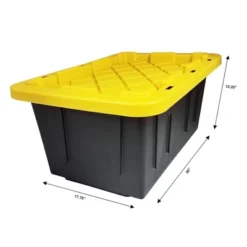 Homz 15-Gallon Durabilt Plastic Stackable Storage Organizer Container W/Snap Lid And Hasps For Tie-Down Straps Or Locks, Black/Yellow (2 Pack) -IRIS Storage Deals Store GUEST 68023ac2 3c7e 4348 b061 2494908aa9c9