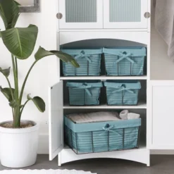 Design Imports Set Of 5 Vintage Gray Wire Liner Baskets Aqua -IRIS Storage Deals Store GUEST 683b4620 5b79 4c97 b310 eb49991ff2ca