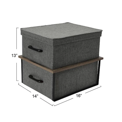 Household Essentials Stacking Storage Boxes With Laminate Top Ashwood 2 Household Essentials Stacking Storage Boxes With Laminate Top Ashwood - Image 2