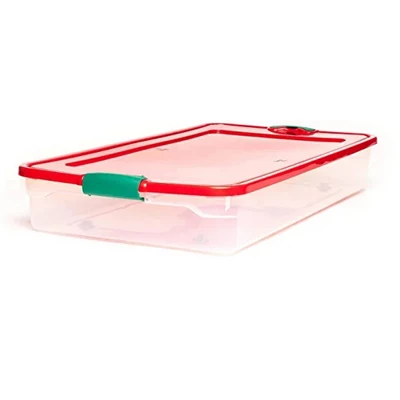 HOMZ 60-Quart Latching Holiday Underbed Durable Storage Organizer Container Box Tote With Easy Grip Handles And Glide Wheels, Clear (2 Pack) 1 HOMZ 60-Quart Latching Holiday Underbed Durable Storage Organizer Container Box Tote With Easy Grip Handles And Glide Wheels, Clear (2 Pack)