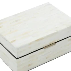 Set Of 2 Shell Mosaic Patterned Wood Box White - Olivia & May -IRIS Storage Deals Store GUEST 6a2a175e 8ae8 440d adff 009cee4de64a