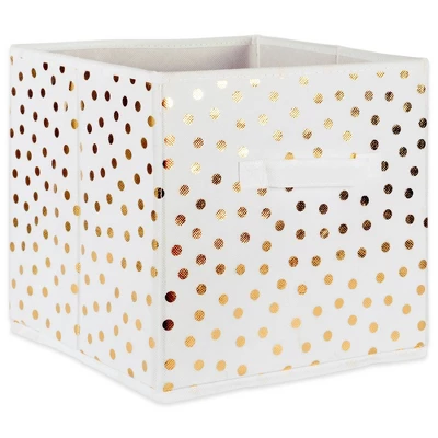 Set Of 4 11" X 11" X 11" Nonwoven Polyester Small Dots Square Storage Cube White/Gold - Design Imports 2 Set Of 4 11" X 11" X 11" Nonwoven Polyester Small Dots Square Storage Cube White/Gold - Design Imports - Image 2