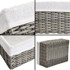 Farmlyn Creek Set Of 4 Wicker Storage Baskets With Liners For Shelves, Decorative Woven Nesting Bins For Organizing Pantry, 2 Sizes (Grey) -IRIS Storage Deals Store GUEST 6b31bc18 90d3 4267 8d4d 7b97fc67fe00
