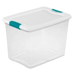 Sterilite 25 Quart Capacity Clear Storage Tote W/ Secure Latch Handles