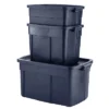 Rubbermaid Roughneck Home/Office 18 Gallon Rugged Latching Plastic Storage Tote With Lid, Dark Indigo Metallic (12 Pack)