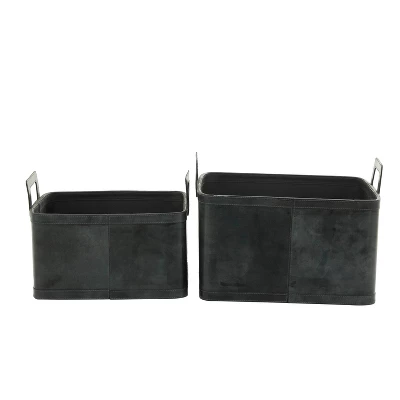 Set Of 2 Storage Baskets Dark Brown - Olivia & May 5 Set Of 2 Storage Baskets Dark Brown - Olivia & May - Image 5