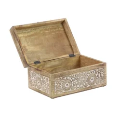 Set Of 3 Mango Wood Carved Floral Boxes - Olivia & May -IRIS Storage Deals Store GUEST 6f06d6df 033b 478a b3e5 82d50ceb7757