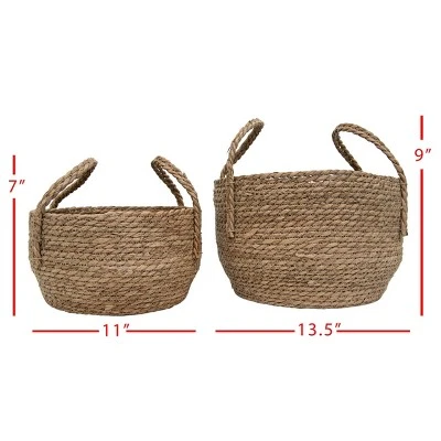 Set Of 2 Natural Woven Natural Seagrass Basket - Foreside Home & Garden 4 Set Of 2 Natural Woven Natural Seagrass Basket - Foreside Home & Garden - Image 4