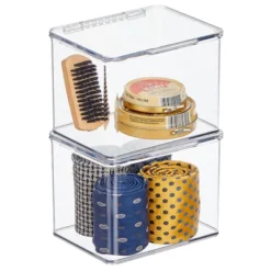 MDesign Stackable Closet Storage Bin Box With Lid, 2 Pack - Clear -IRIS Storage Deals Store GUEST 6fc140f9 012e 4f56 9df6 7f89f5e4f2a1